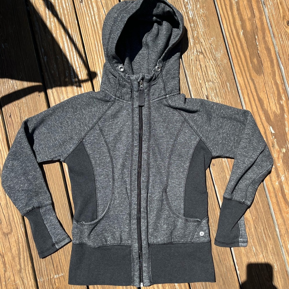 Zip up hooded athleisure wear jacket